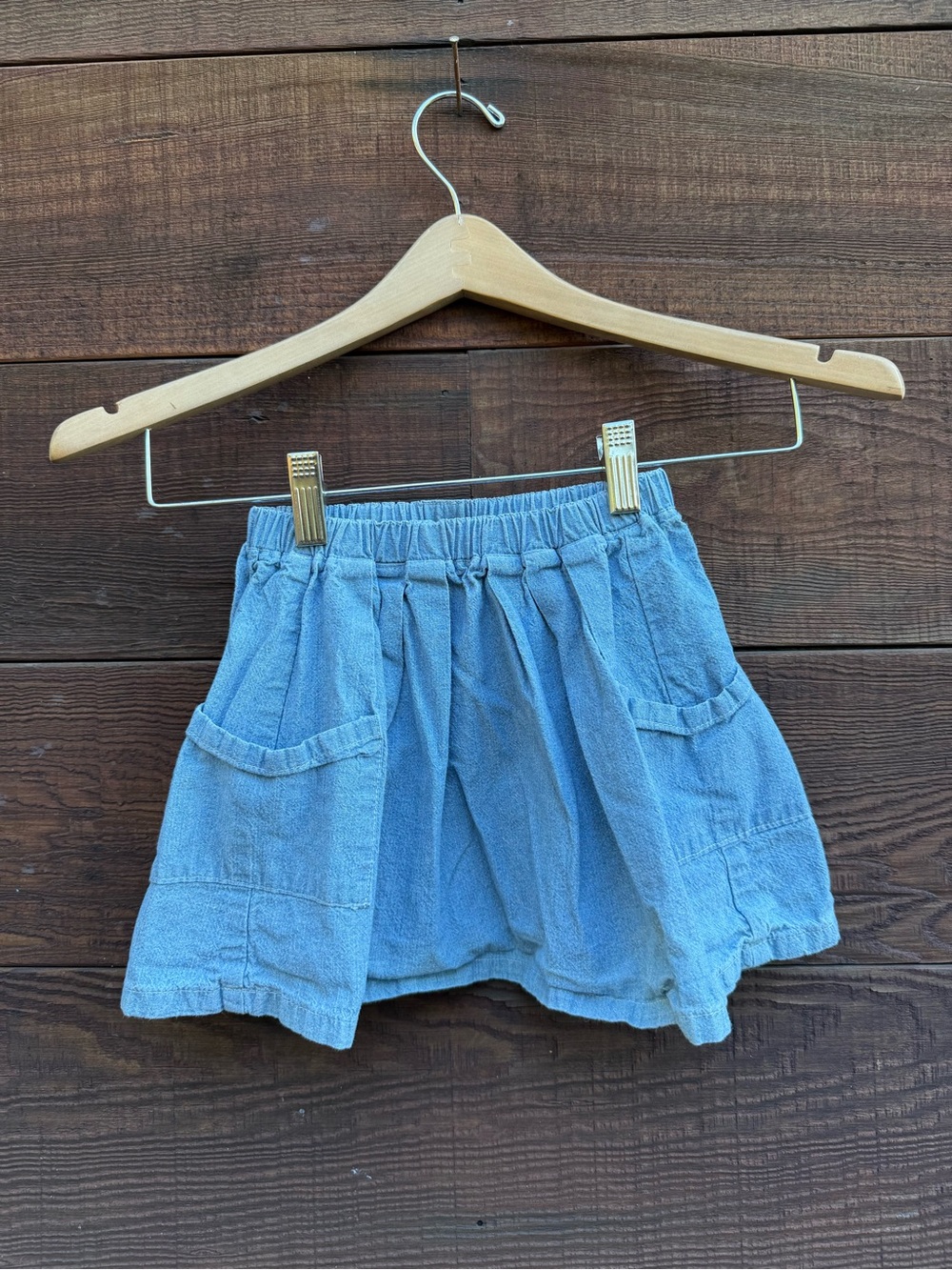 Girls Blue Elastic-Waist Denim Skirt